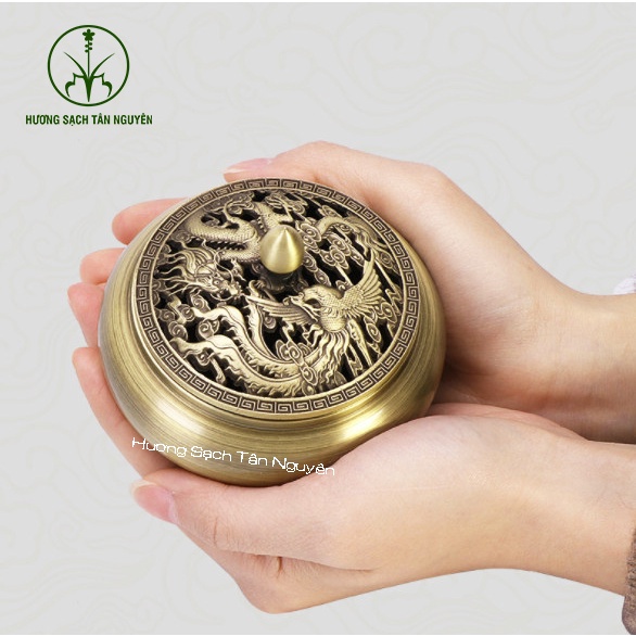 Lư đốt trầm bằng đồng, lư đồng xông trầm 100% đồng nguyên chất, chạm khắc tinh xảo LOẠI 1