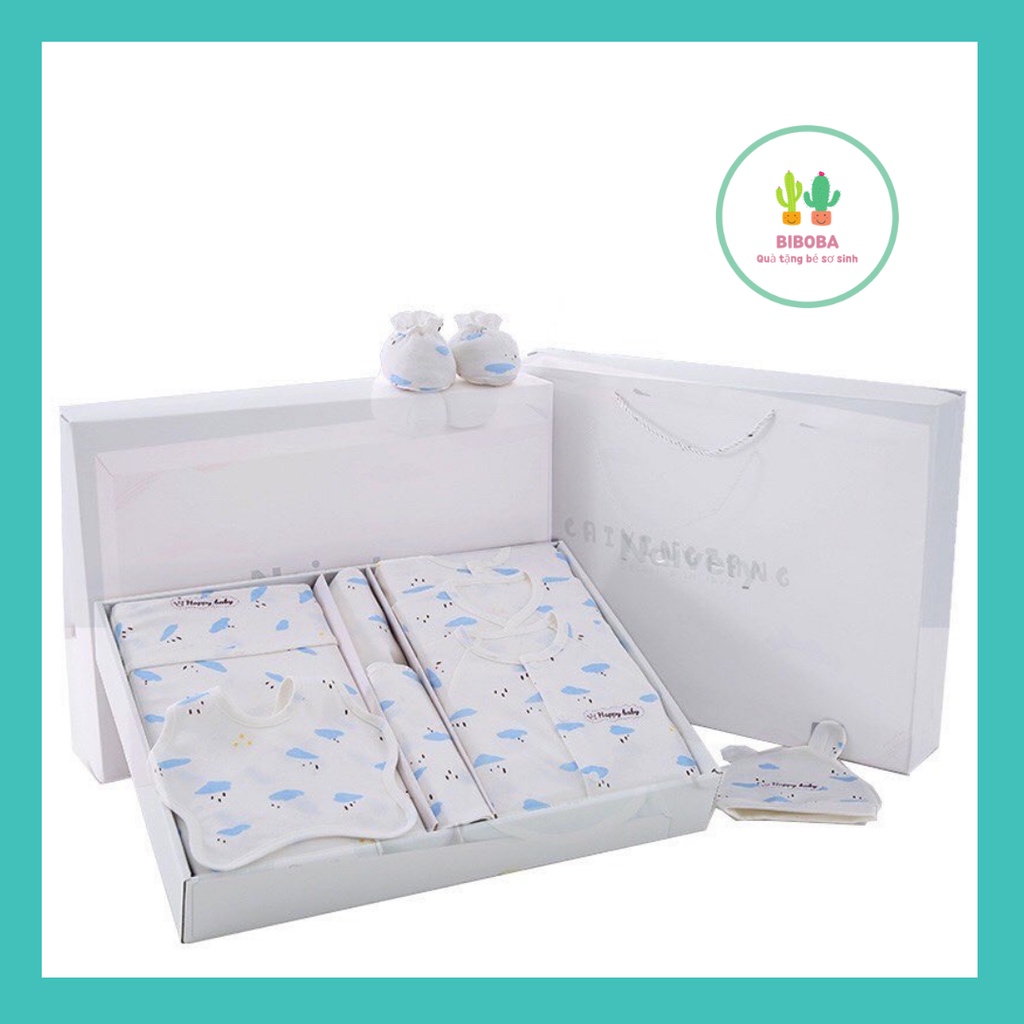 Shop bán sỉ  Set đồ sơ sinh quà tặng cho bé 22 chi tiết coton có hộp sang chảnh
