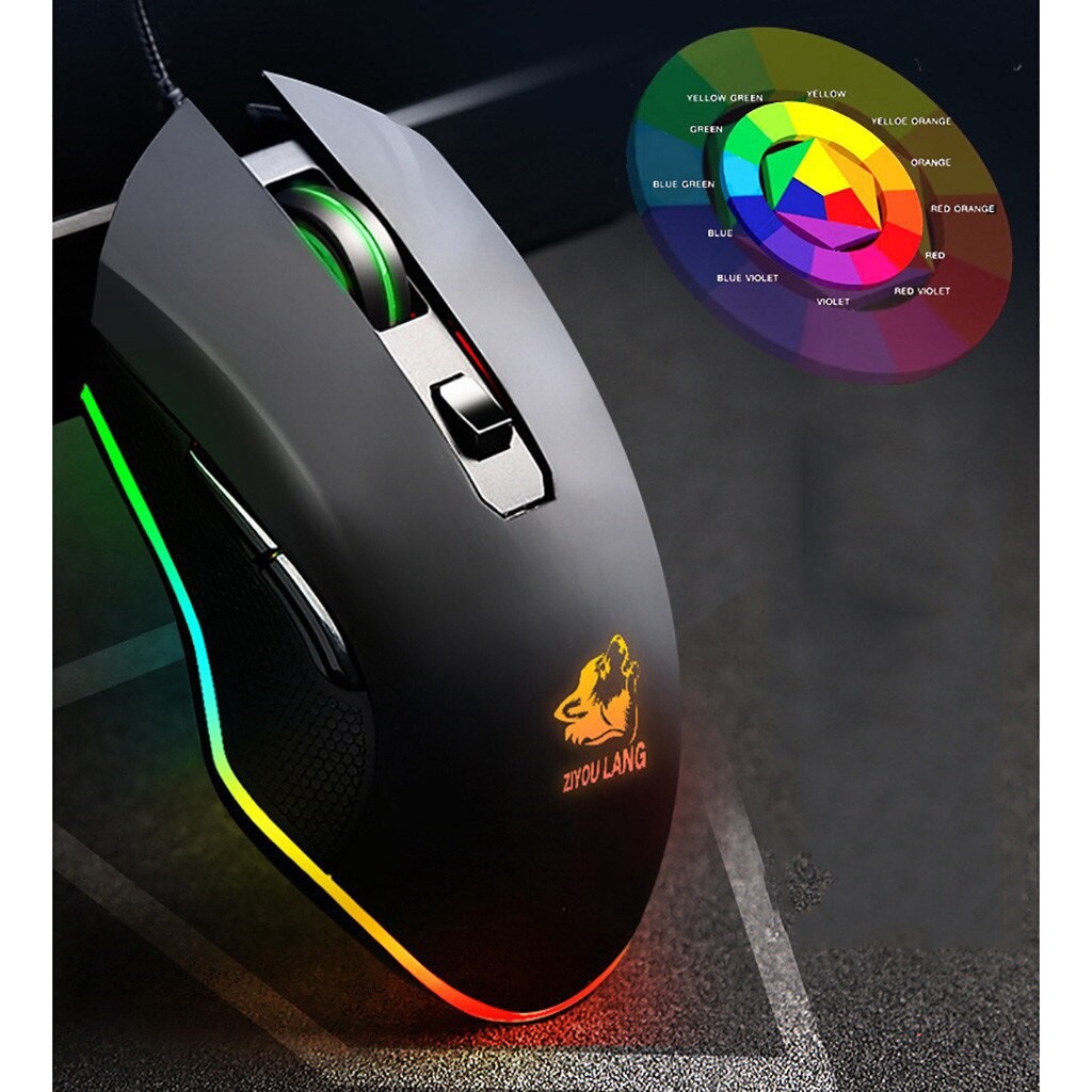 Chuột game thủ Gaming V1 Wolf Black LED RGB 16 triệu màu - Siêu Bền - 3200 dpi ( BH 6 tháng ) -dc4093