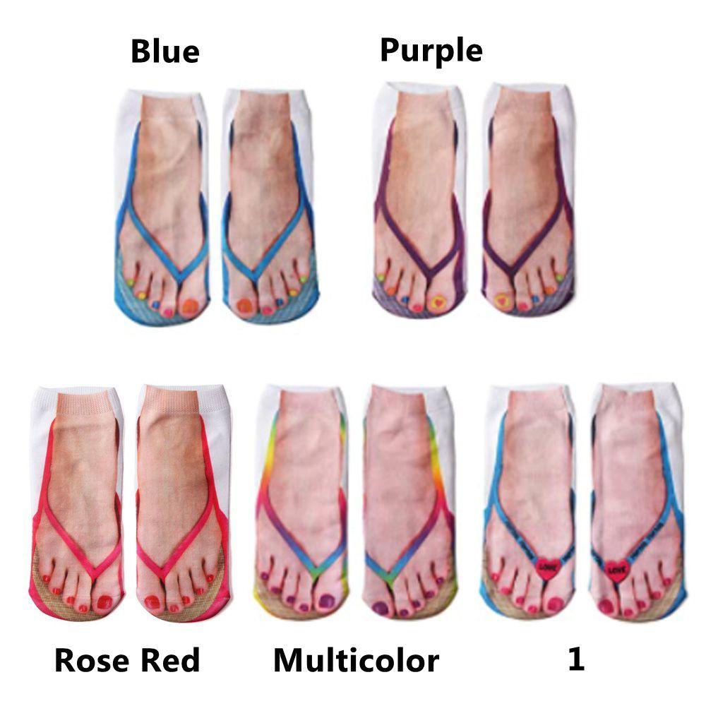 Vớ Cotton Mềm Cổ Thấp In Họa Tiết 3D Thời Trang Unisex 1