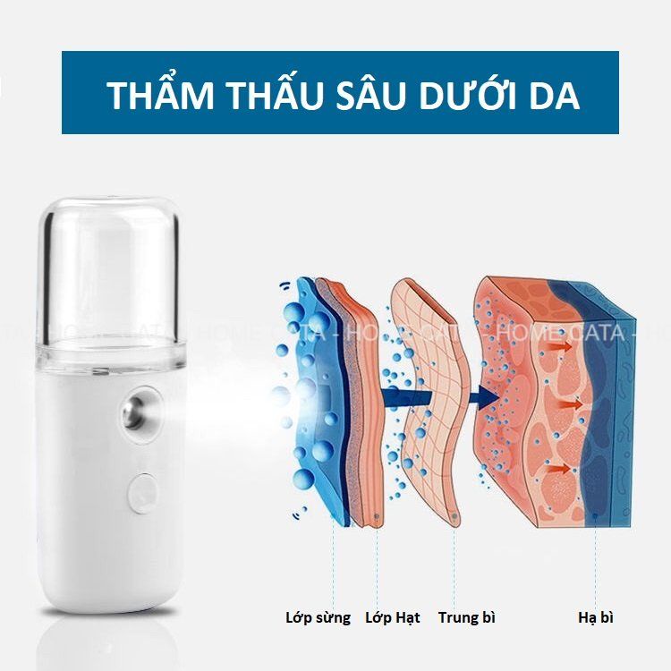 Máy Phun Sương Xông Hơi Mặt NaNo Mini Cầm Tay Hỗ Trợ Dưỡng Da Cấp Nước Tối Đa