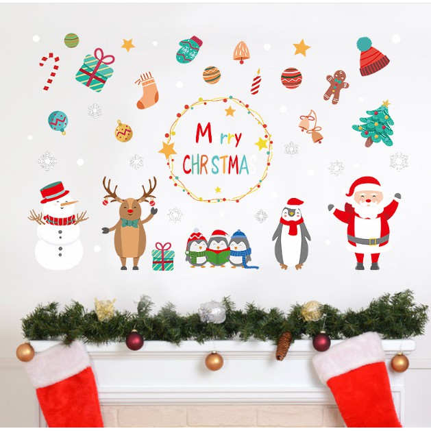 Decal trang trí Noel - Vẫy tay chào đón 1 mùa lễ Giang Sinh