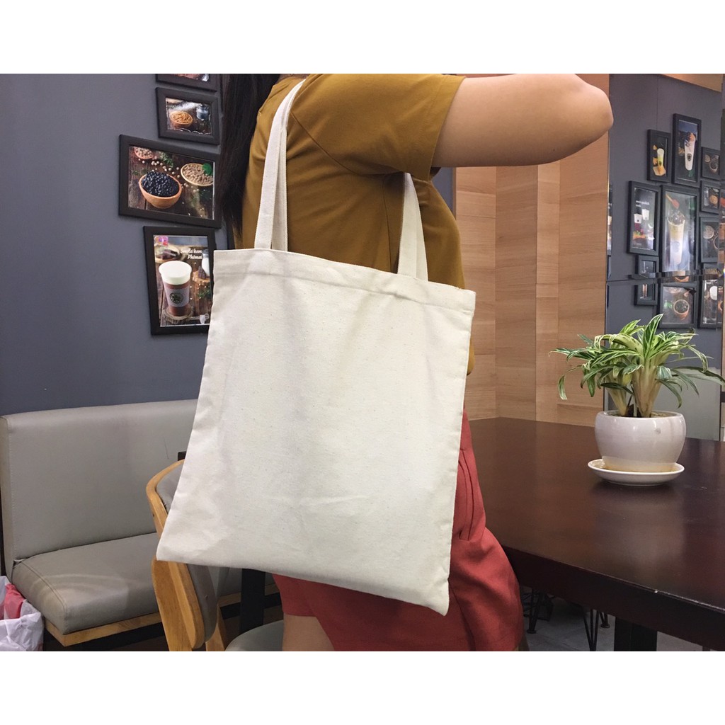 Combo 5 túi vải bố kem vân điểm (túi canvas) không khóa