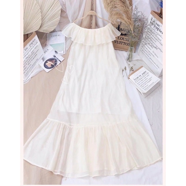 Đầm Bẹt Vai Maxi Freesize, Màu Nude MayStore