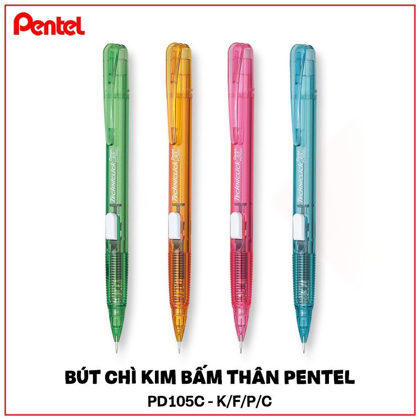 ( HÀNG CHÍNH HÃNG ) Bút Chì Kim Pentel Bấm Thân Giữa PD105C (ngòi 0.5mm) [Hàng Chính Hãng]