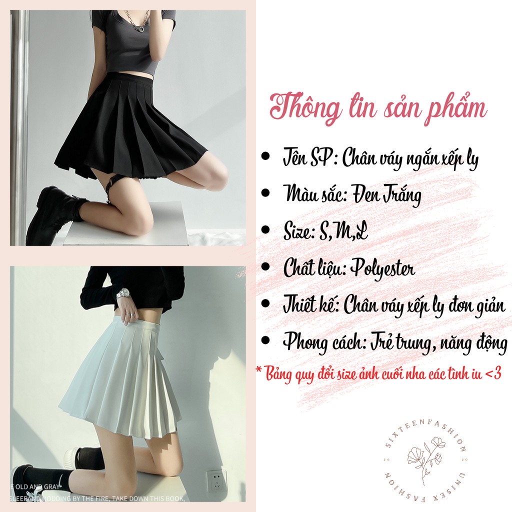 Chân Váy Chữ A Xếp Ly, Chân Váy Ngắn Lưng Cao Thời Trang Hàn Quốc SIXTEEN. | BigBuy360 - bigbuy360.vn