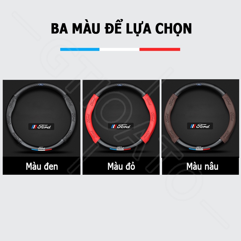 GTIOATO Bọc Vô Lăng Ô Tô BọC Vô LăNg Da BọC Vô LăNg Cacbon BọC Vô LăNg Oto Vô LăNg Xe Ô Tô Trang Trí NộI ThấT Ô Tô Phụ KiệN Xe HơI Cho Ford Ranger Everest Ecosport Transit Explorer