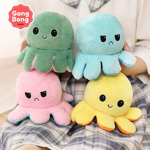 Gấu bông bạch tuộc cảm xúc reversible octopus 20cm, gấu bông 2 mặt cute xinh xắn GongBong Store