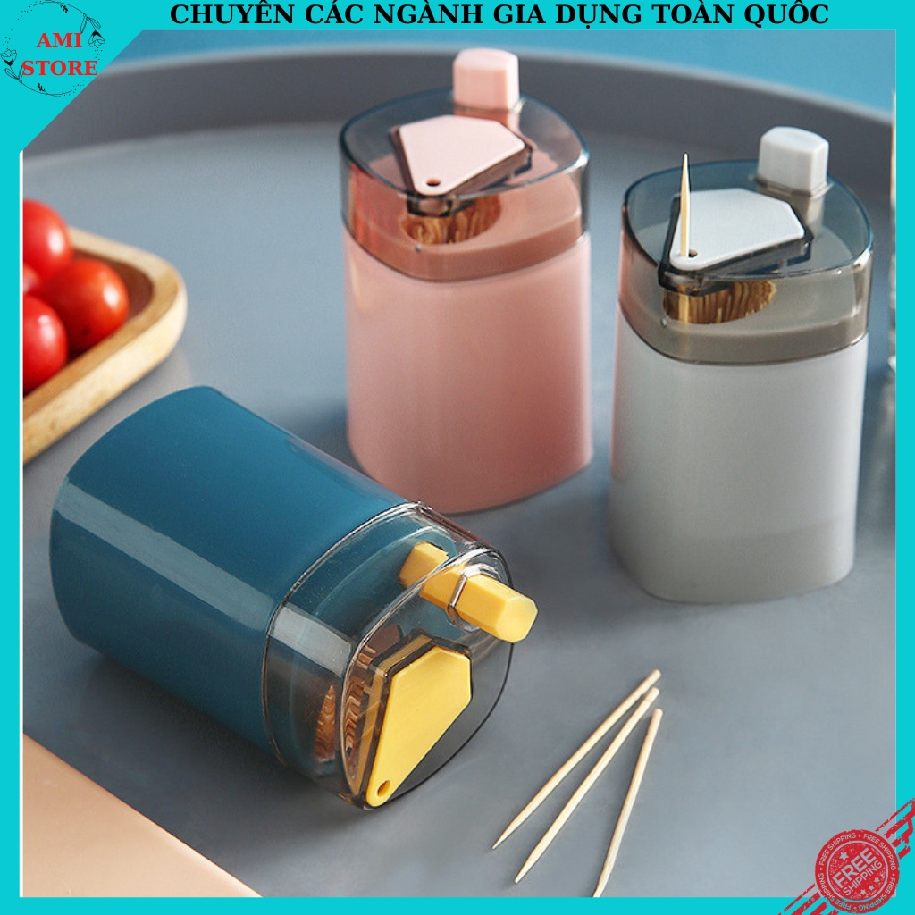 Lọ đựng tăm xỉa răng nút nhấn lấy tăm tự động tiện ích