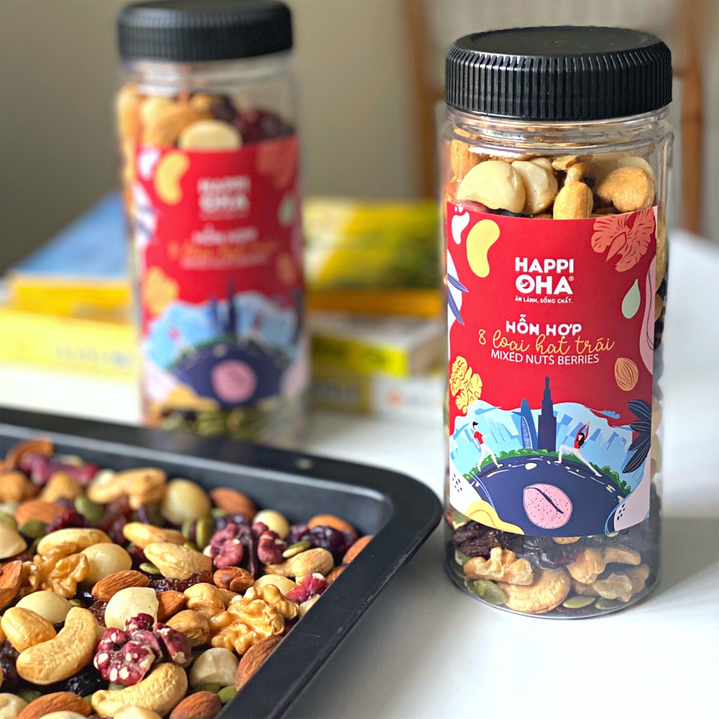 Mixed Nuts Berries HAPPI OHA - Hỗn Hợp 8 Loại Hạt Và Quả Mọng 300g