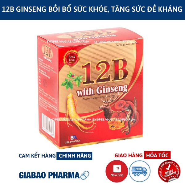 [Mã COSDAY giảm 8% đơn 150K] Vitamin tổng hợp 12B GINSENG tăng sức đề kháng, bồi bổ cơ thể- Hộp 100 viên