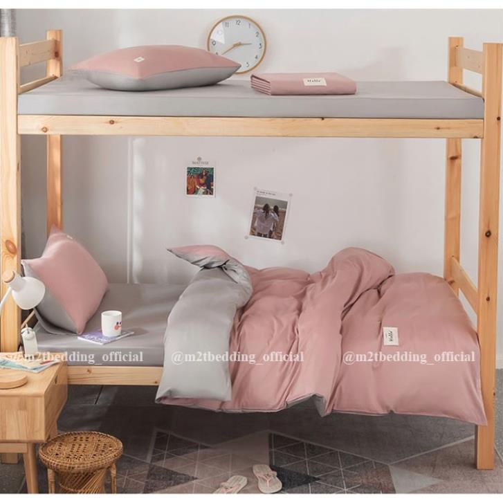 Bộ chăn ga gối Ký túc xá Cotton TC M2M Home, chăn ga gối thun lạnh Hàn Quốc dành cho giường tầng