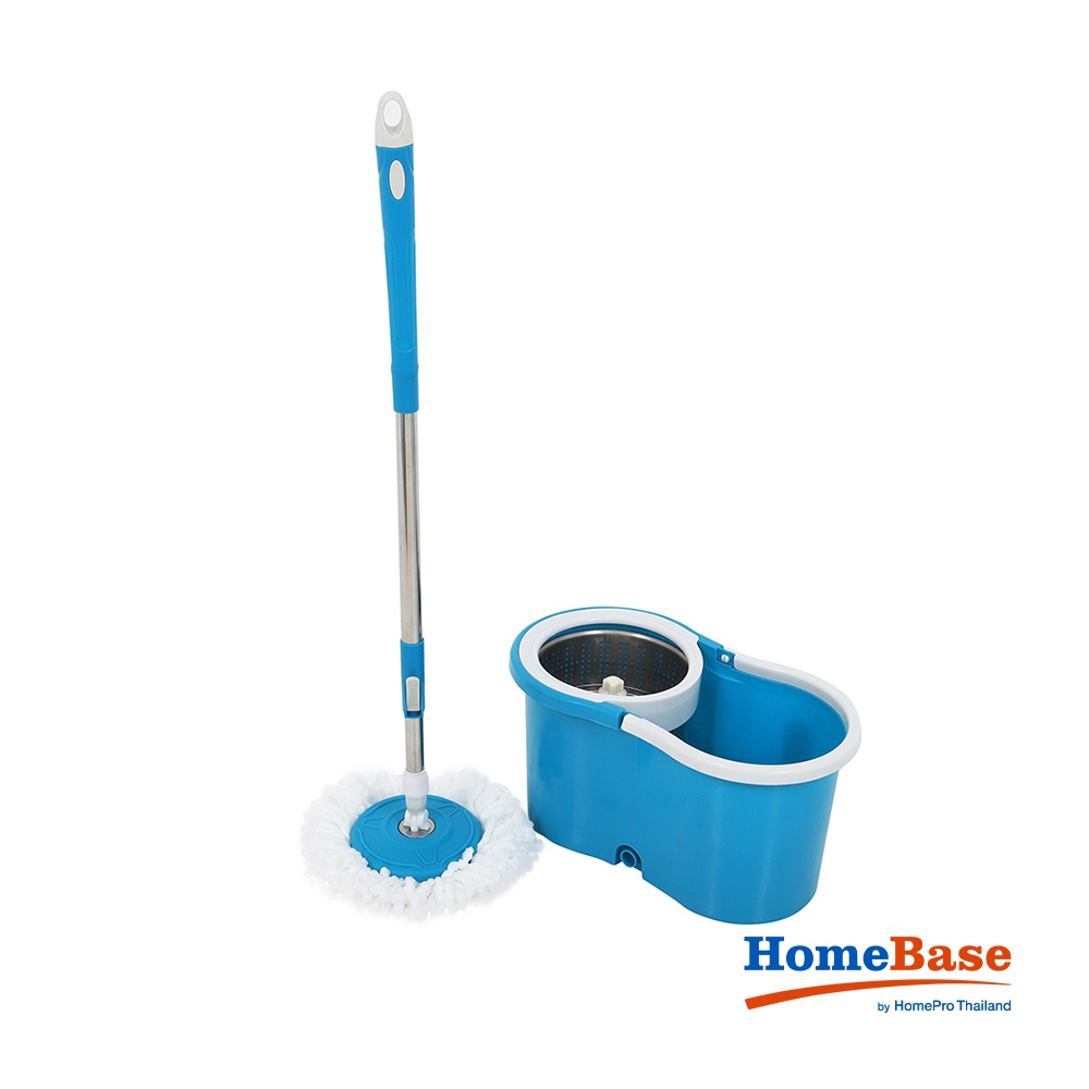HomeBase Me Living Bộ cây lau nhà quay bằng thép không gỉ TAIKU W45xH25xD23cm màu xanh da trời