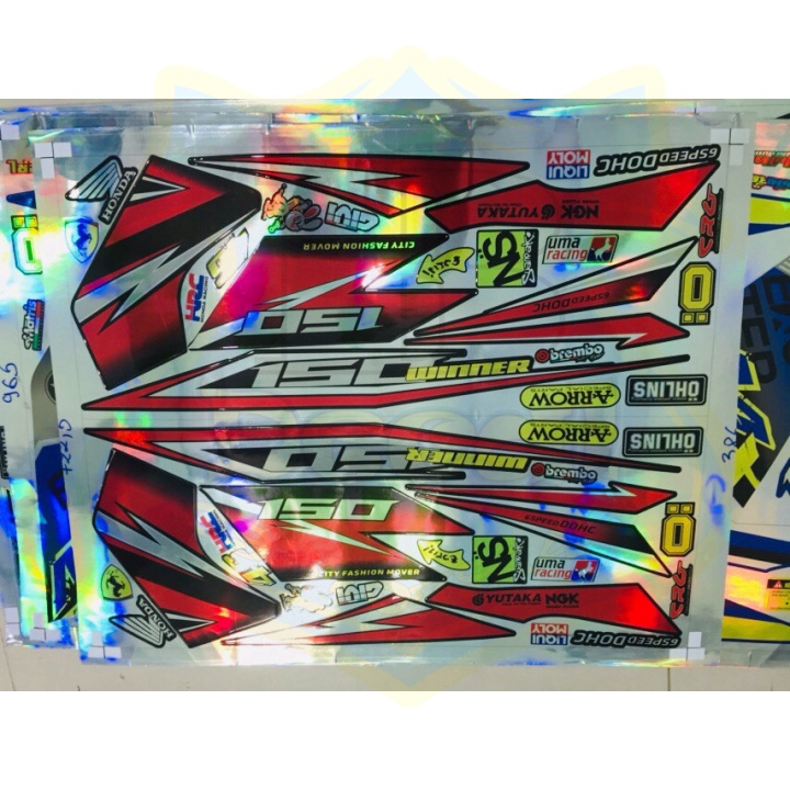 ( Quí khách vui lòng mang ra tiệm cho thợ dán ) Tem winner 150 đỏ đen Crom titan 7 màu