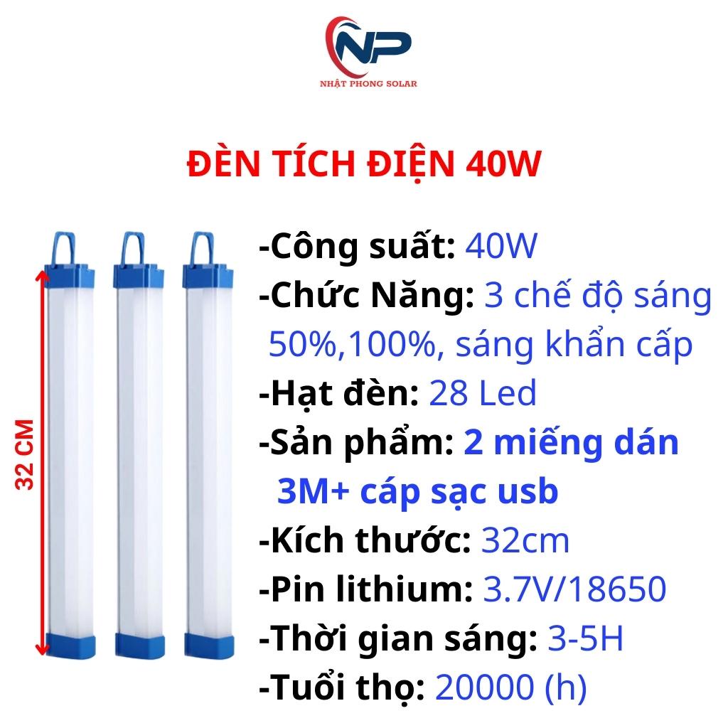 Đèn tích điện, đèn led điện cao cấp SHOPNHATPHONG công suất 20W,40W,60W,3 chế độ sáng,kèm dây sạc usb,2 đầu có nam châm