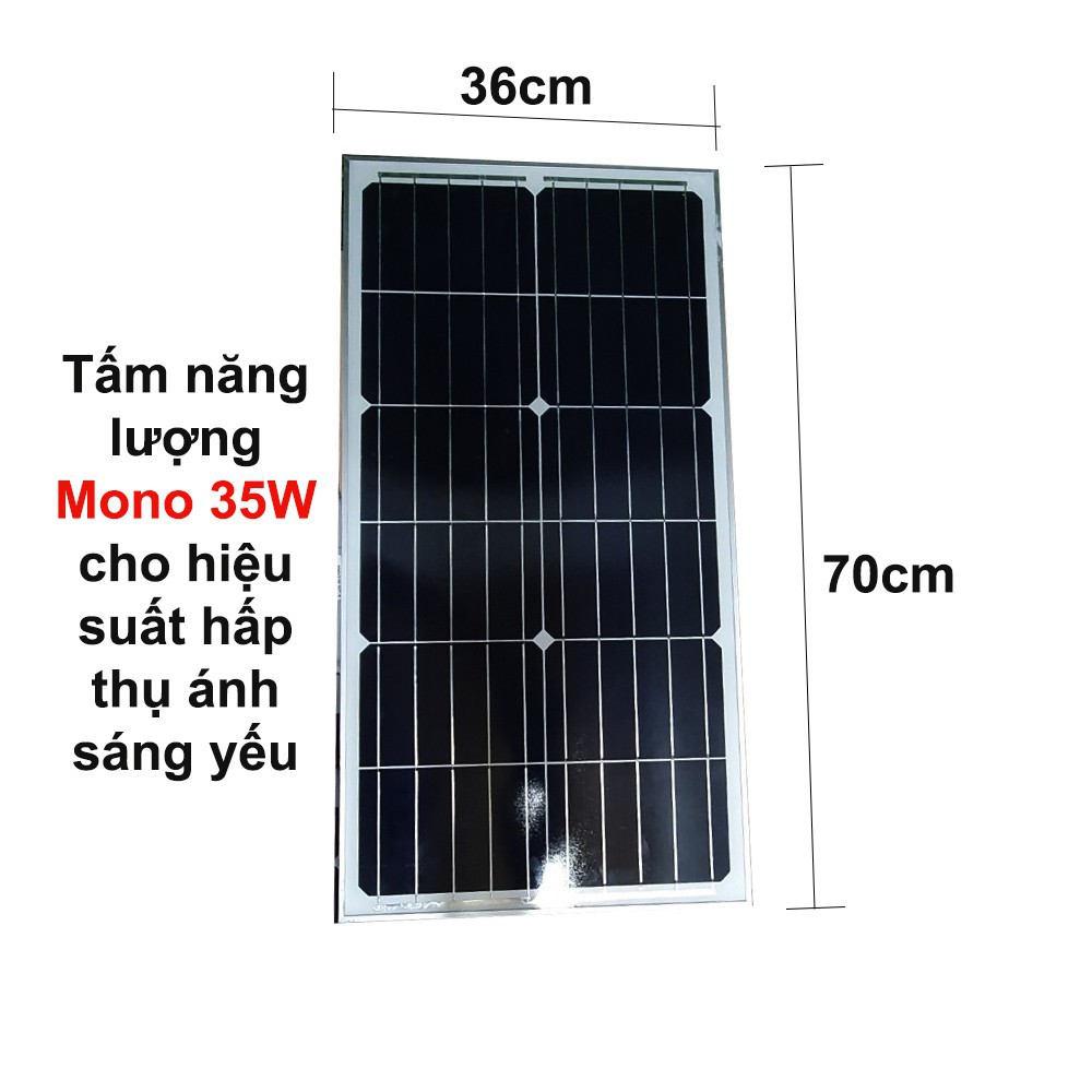 Đèn đường bàn chải năng lượng mặt trời 300W TCARE Tấm năng lượng MONO 35W, Pin 48000mAh