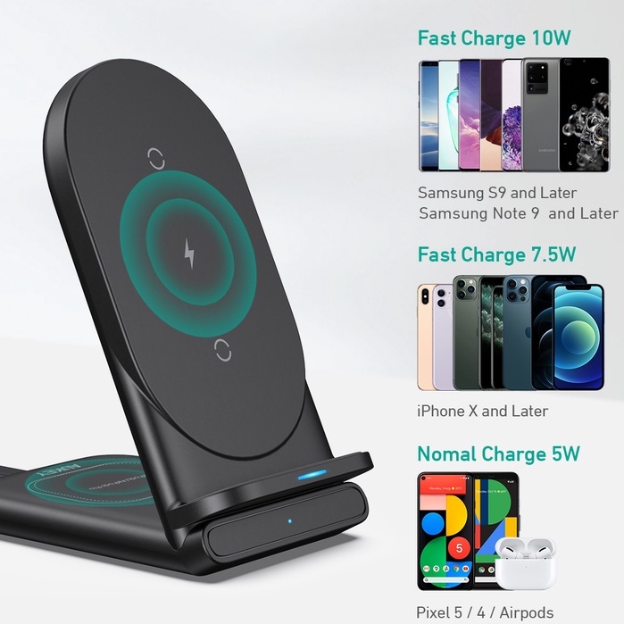 Đế Sạc Pin Không Dây AUKEY LC-A2 10W Hỗ Trợ Sạc Nhanh Qi/QC3.0 Cho Iphone / Airpods Pro /Huawei / Xiaomi /Samsung