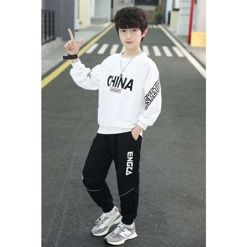 Bộ thu đông cho bé trai 14-45kg CHNA, bộ dài tay bé trai 4-14 tuổi phong cách hàn quốc ,vải da cá dày dặn ấm áp.CA66