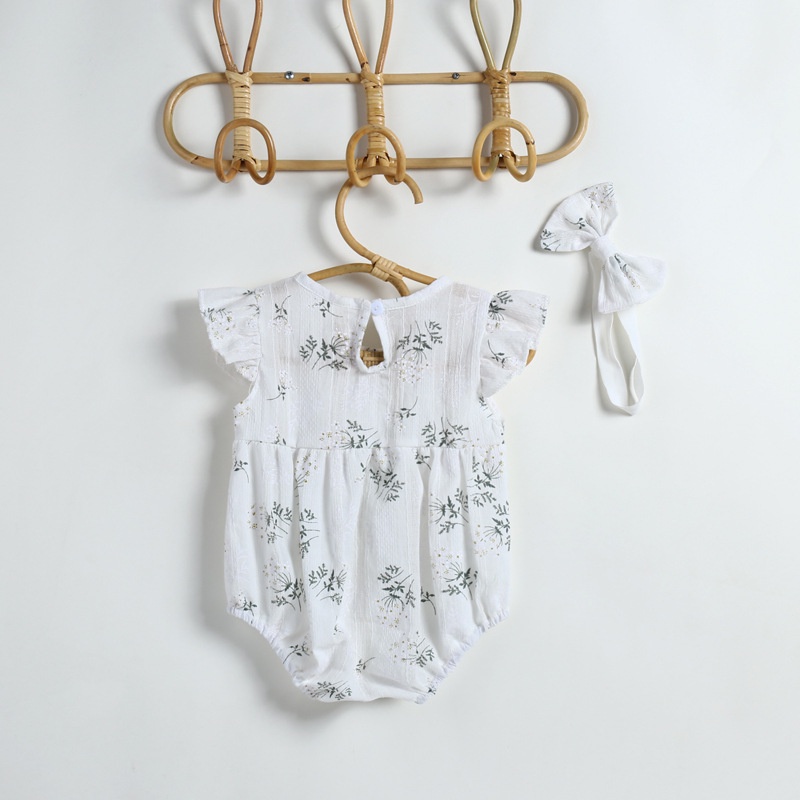 Bộ Áo Liền Quần Bằng Cotton Phối Ren Thời Trang Mùa Hè Cho Bé Gái