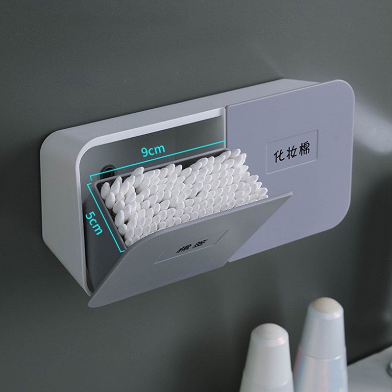Hộp đựng tăm bông / bông tẩy trang gắn tường nhà tắm