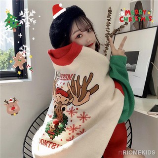 Áo sweater Dệt Kim Chui Đầu Ấm Áp Thời Trang Giáng Sinh Cho Nữ