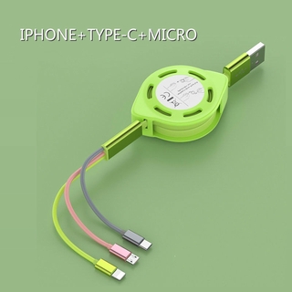 Dây Cáp Đa Năng 3 Đầu Sạc Dây Rút Sạc Nhanh Cho Micro USB/ Type-C/ Lightning