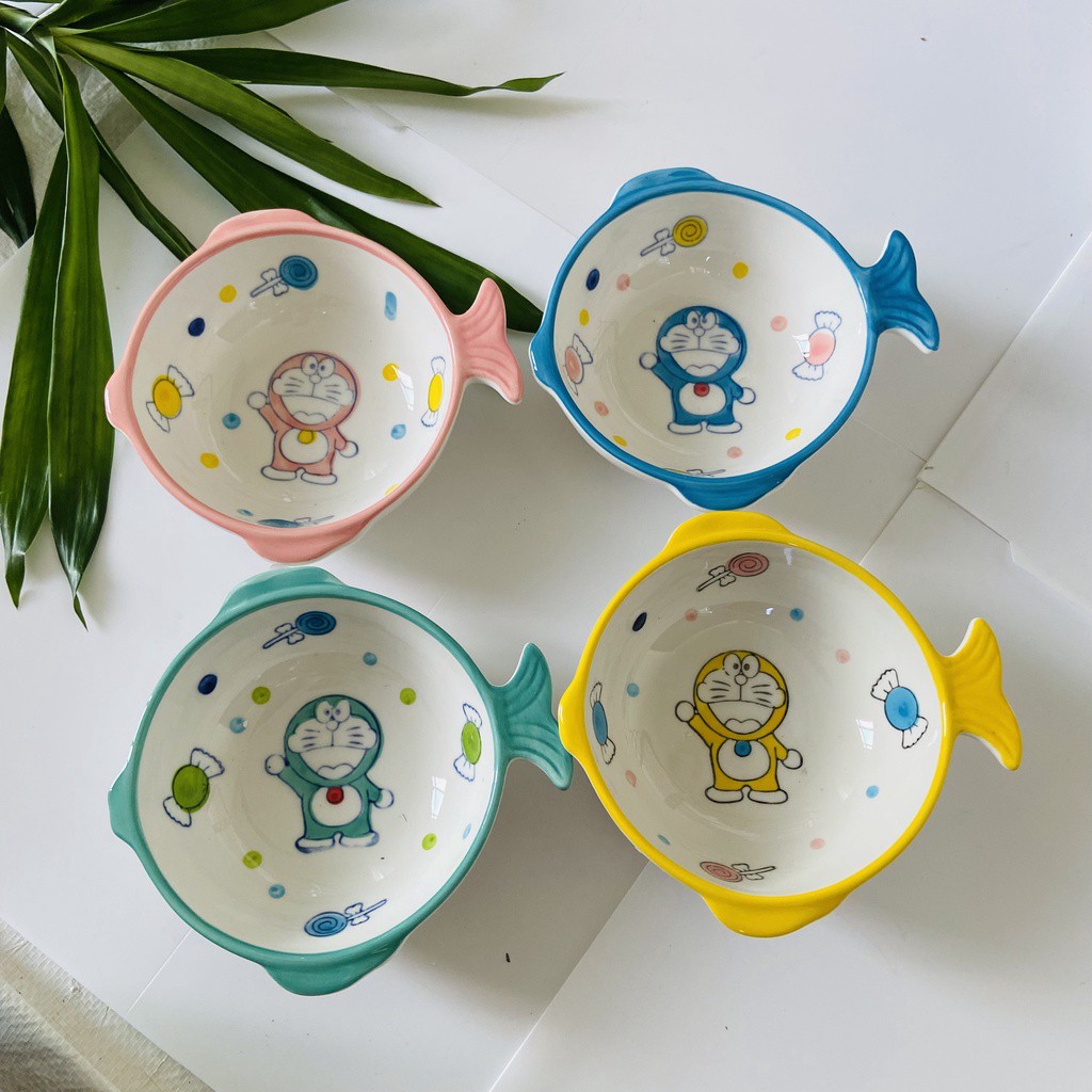 Bát gốm sứ ăn dặm, bát ăn dặm kiểu nhật cho bé Hình Cá Sóng Nước
