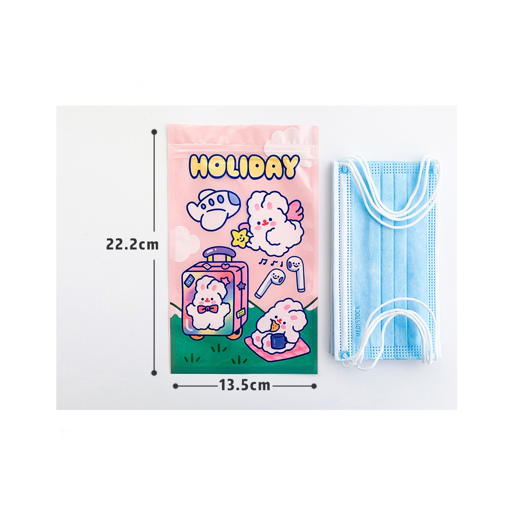 Túi Zip Mini Dài Tiện Dụng Tái Sử Dụng Kiêm Túi Đựng Quà Tặng - Fluffy Rabbit