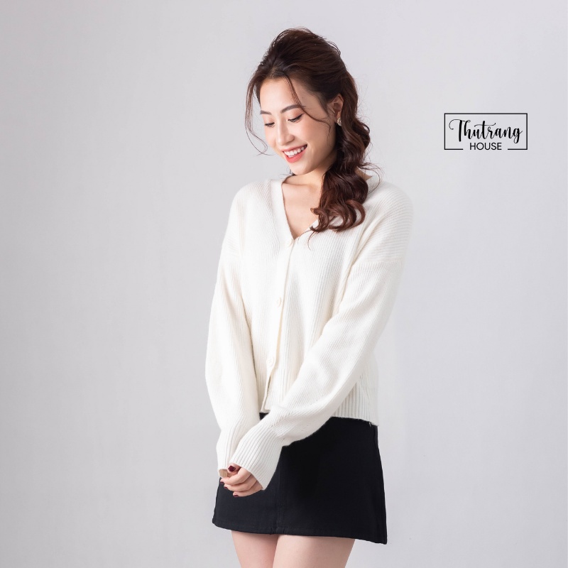 Áo khoác len cardigan nữ 2021 màu trắng đen hồng thời trang thu đông hàn quốc MSP430 | BigBuy360 - bigbuy360.vn