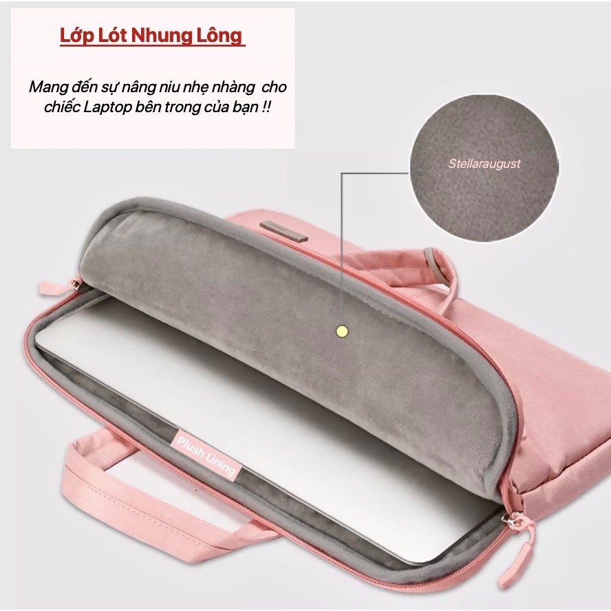 Túi chống sốc thời trang cho Laptop Macbook 14 inch Màu Hồng Phấn Lót Lông cao cấp | BigBuy360 - bigbuy360.vn