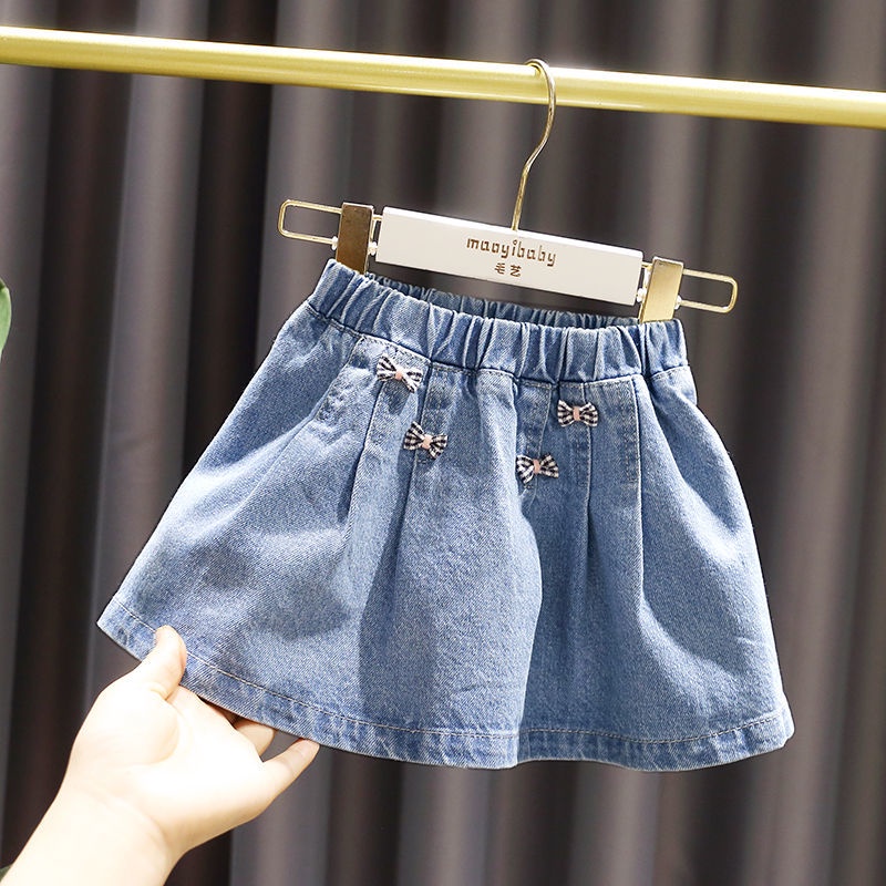 Chân Váy Denim Xếp Ly Phong Cách Nhật Hàn Mới Cho Bé Gái Từ 1-5 Tuổi