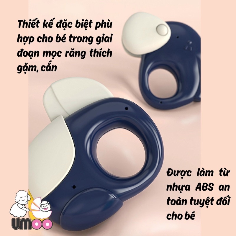 set bộ gặm nướu cho bé có đèn có nhạc umoo , gặm nước xúc xắc cho bé moyum