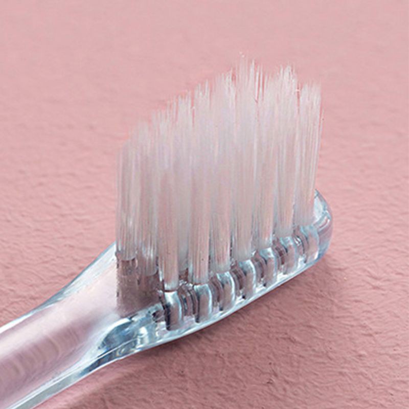 Set 4 Bàn Chải Đánh Răng Tay Cầm Nhựa Trong Suốt Phong Cách Bắc Âu Màu Sắc Ngẫu Nhiên