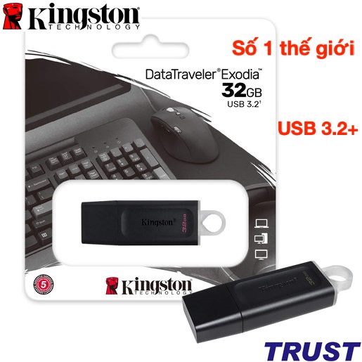 Ổ cứng di động USB 3.2 Kingston -16GB, 32GB, 64GB, 128GB-Bảo Hành 5 Năm-Hàng Chính Hãng FPT