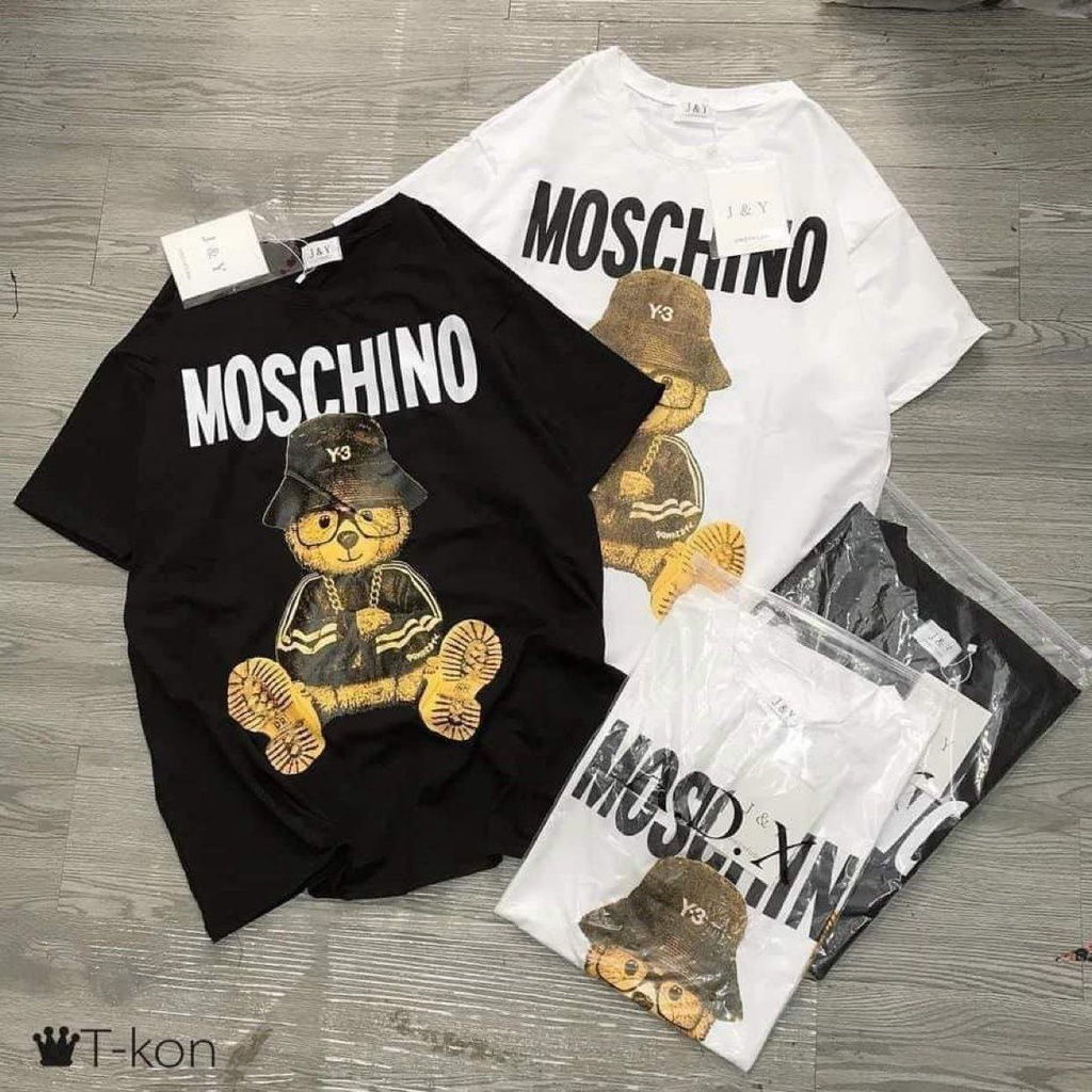 [FreeShip] Áo phông Moschino gấu cao cấp, áo đôi nam nữ cổ tròn mặt gấu siêu đáng yêu