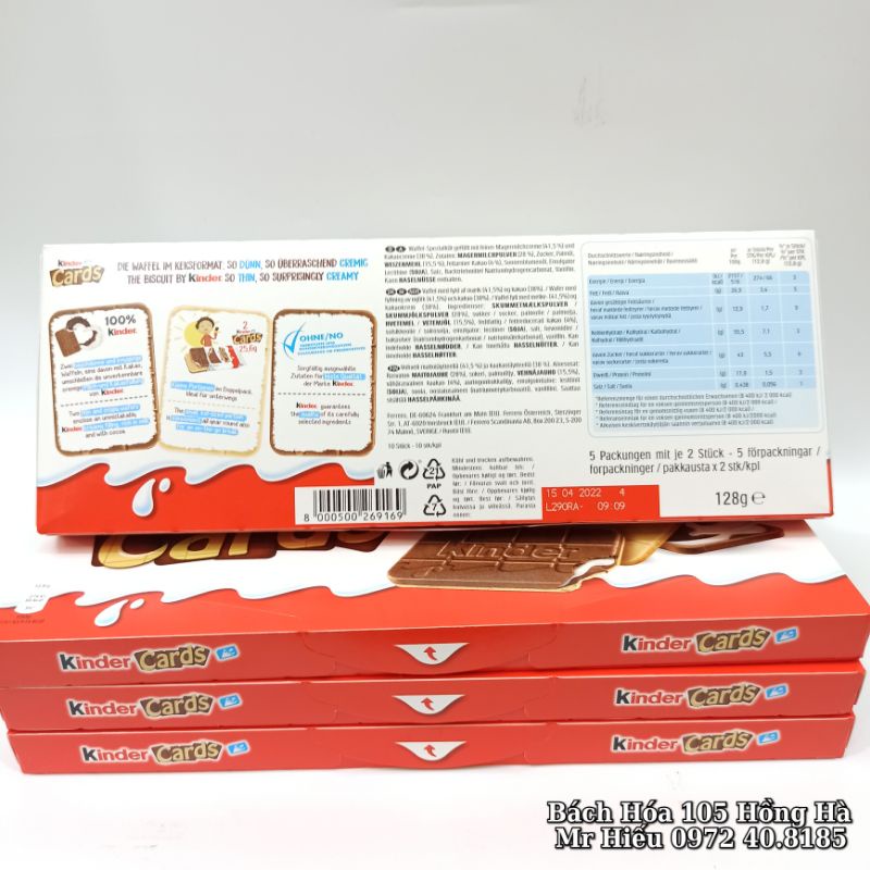 [T4/2022] Socola Kinder Cards 5 thanh 128g