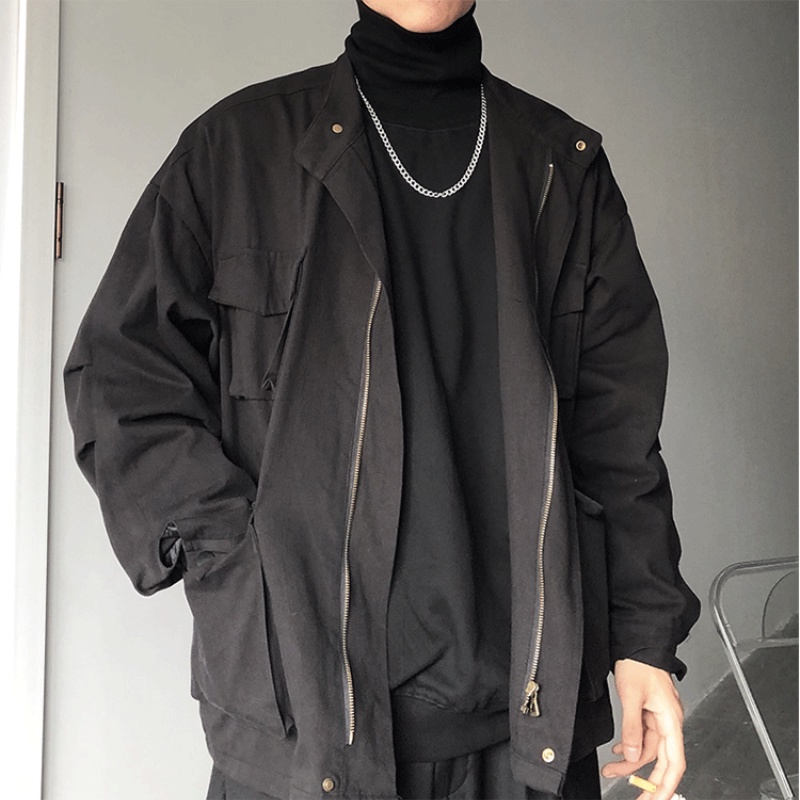 Áo Sweater Cổ Cao Tay Dài Màu Đen/Trắng Ấm Áp Phong Cách Hàn Quốc Thời Trang Cho Nam