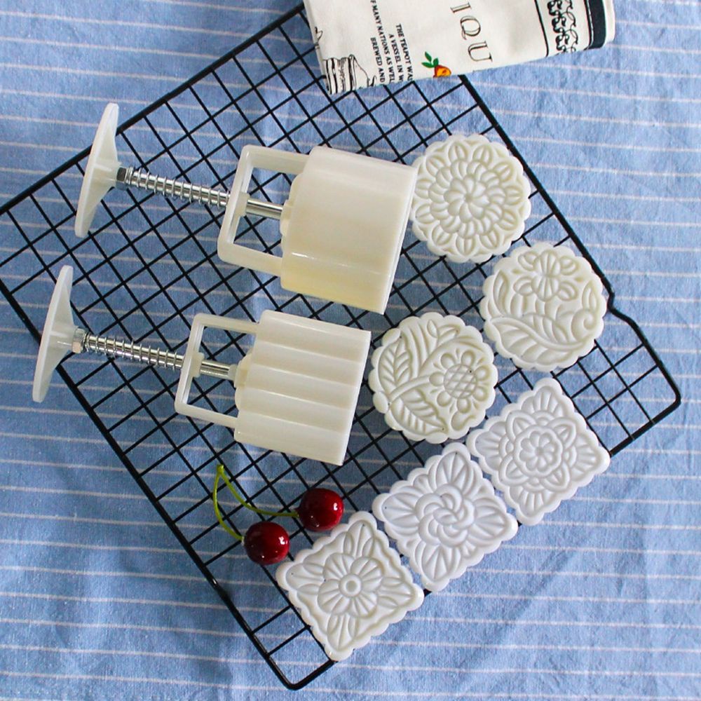 Set 6 Khuôn Nhấn Tạo Hình Bánh Trung Thu 3d Bằng Nhựa