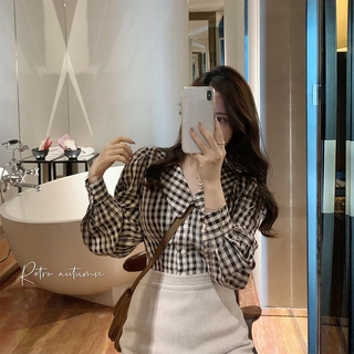 Korean Fashion Long Sleeve Plaid Shirt