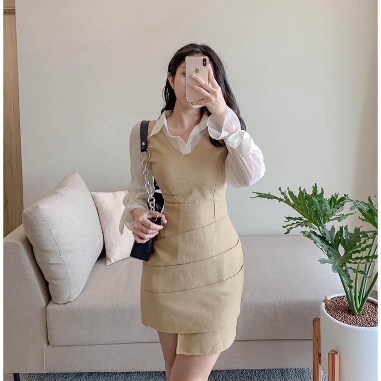 Đầm Katleen - Đầm yếm phối cổ sơ mi | BigBuy360 - bigbuy360.vn