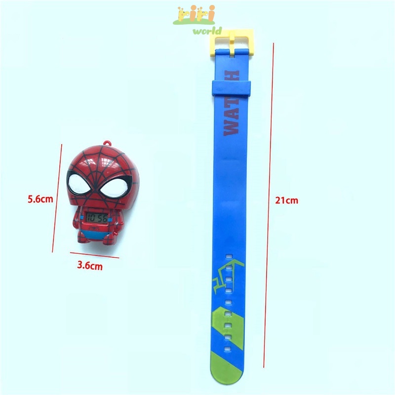Đồng hồ điện tử cho bé - Đồng hồ nhân vật hoạt hình Siêu Nhân, Siêu Anh Hùng Marvel Spider Man Iron Man yêu thích cho bé