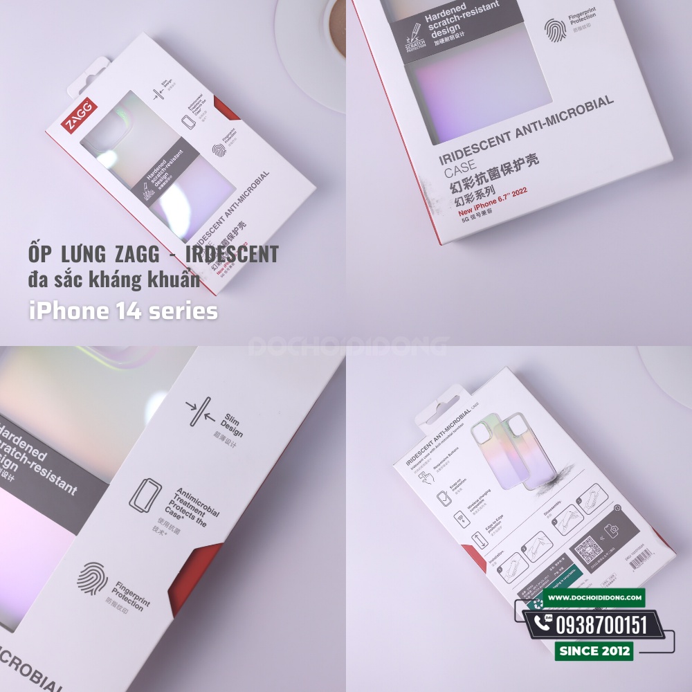 ỐP LƯNG ZAGG - IRDESCENT Đa Sắc Kháng Khuẩn - IPhone 14 Series
