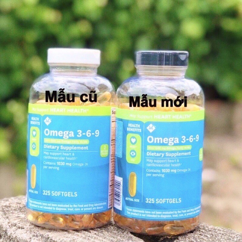 (AIR 6/22 Mỹ mẫu mới) Viên uống Omega 3-6-9 Support Heart Health Member's Mark 325 viên