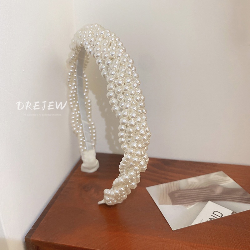 DREJEW Băng Đô Dạng Ấn Đính Ngọc Trai Phong Cách Thời Trang Hàn Quốc