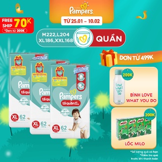 Bộ 3 Tã Quần Pampers Giữ Dáng Mới Gói Cực Đại M74 L68 XL62 XXL56