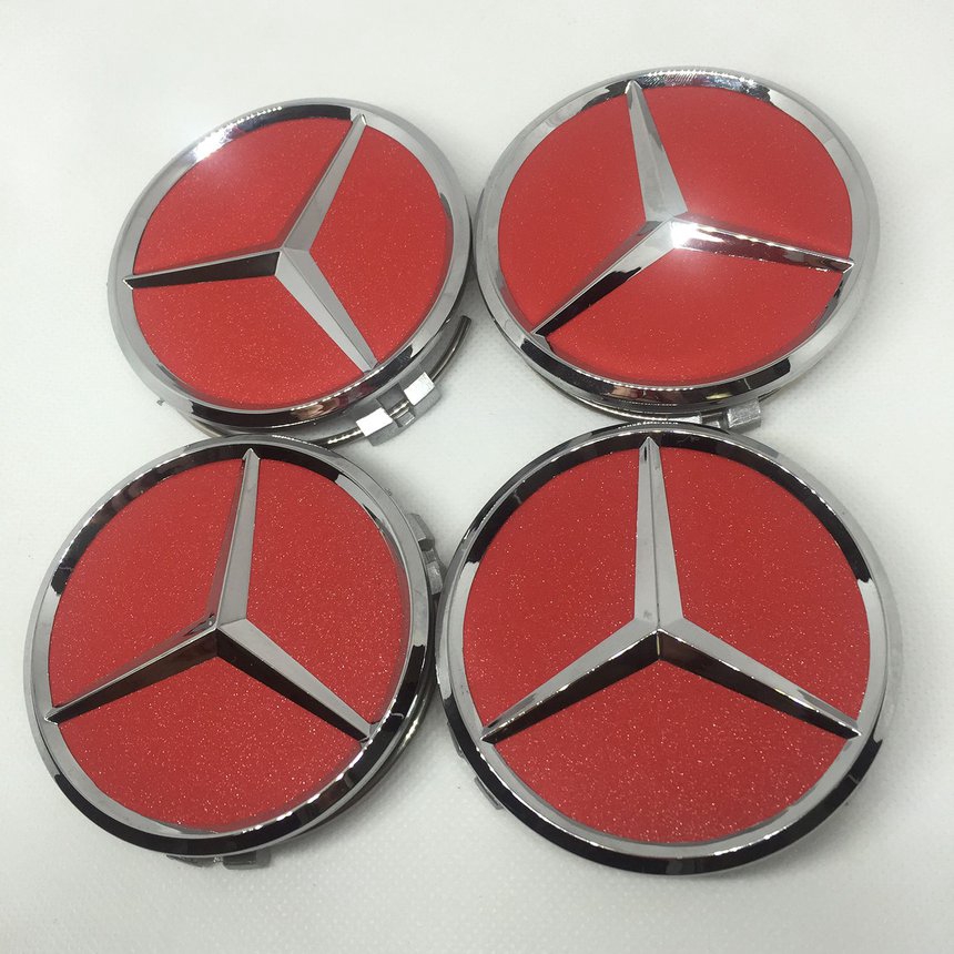 Bộ 4 Miếng Dán Logo 75mm Màu Đỏ Cho Xe Benz