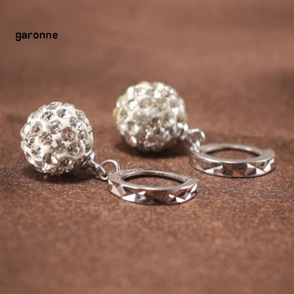 GA_Fashion Charming Rhinestones Round Ball Drop Huggie Earrings Women Jewelry Gift
