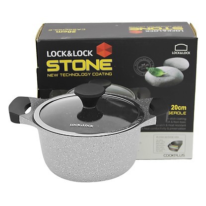 Nồi Stone Chống Dính Lock&amp;Lock 2 Tay Cầm LCA6202D-IH (20cm) Chính hãng.Chống dính cao.Giữ nhiệt tốt.An toàn sức khỏe.