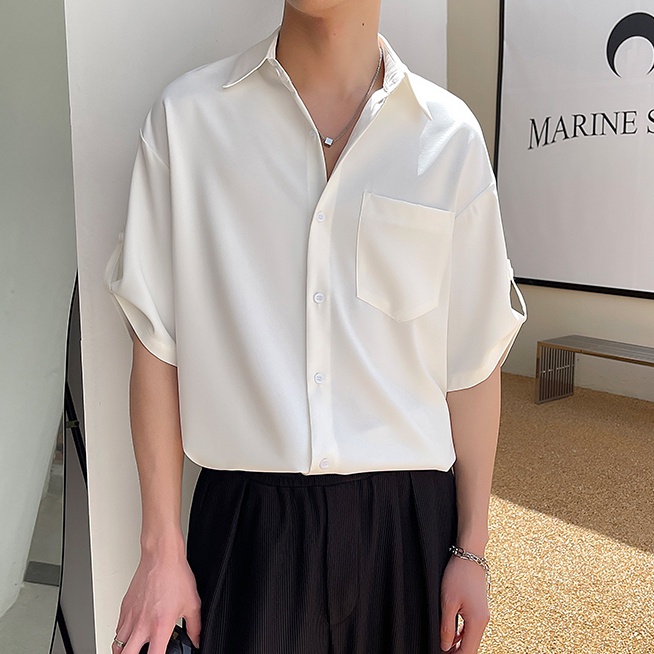 Áo Sơ Mi Mỏng Tay Ngắn Màu Trơn Thời Trang Mùa Hè Cho Nam