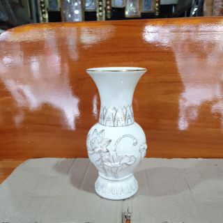 Bình bông sứ trắng bạch ngọc cao 18cm